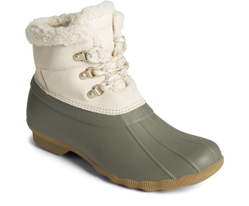 Botas Sperry Saltwater Alpine Cuero Blancas Verde Oliva | TNVPDM697