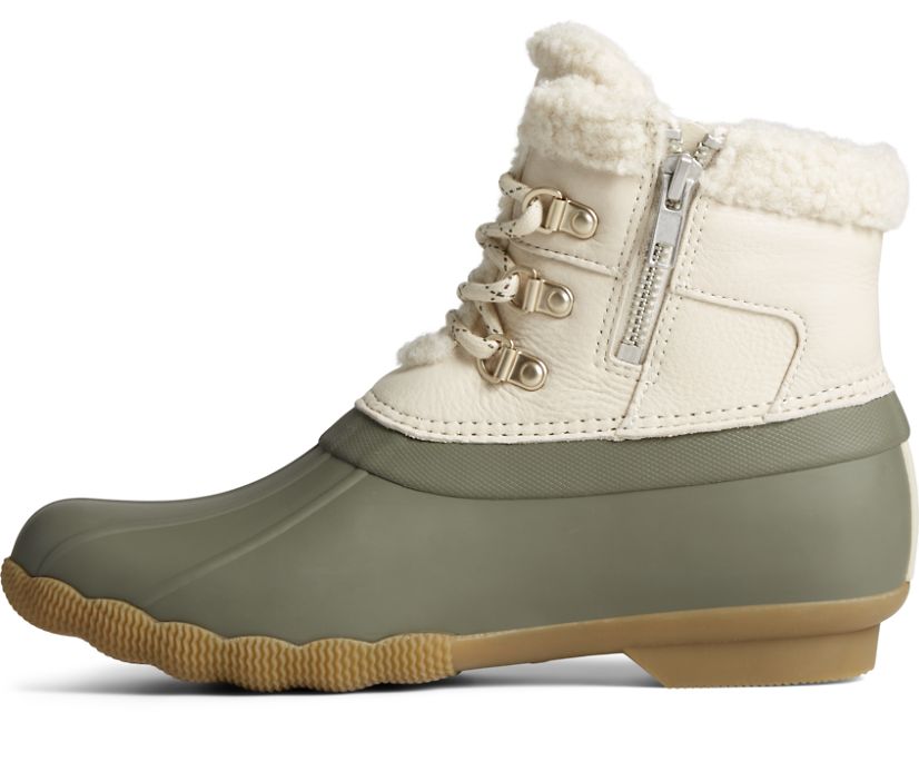 Botas Sperry Saltwater Alpine Cuero Blancas Verde Oliva | TNVPDM697