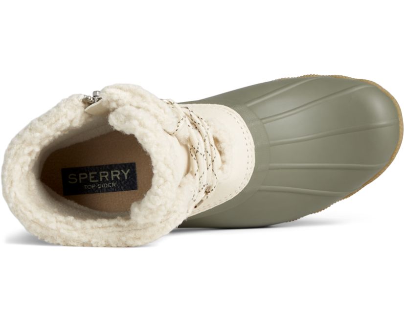 Botas Sperry Saltwater Alpine Cuero Blancas Verde Oliva | TNVPDM697