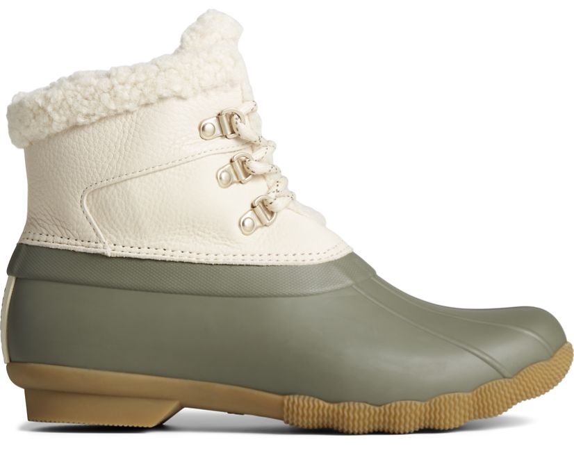 Botas Sperry Saltwater Alpine Cuero Blancas Verde Oliva | TNVPDM697