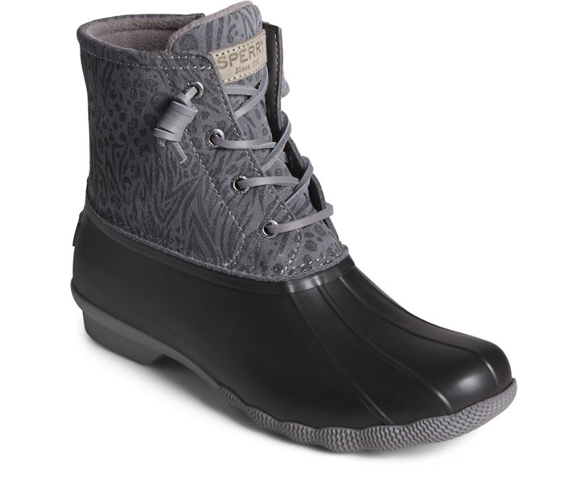 Botas Sperry Saltwater Animal Print Negras | CQMDFT253