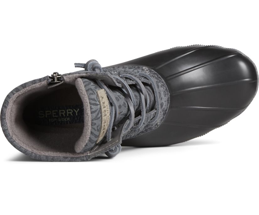 Botas Sperry Saltwater Animal Print Negras | CQMDFT253