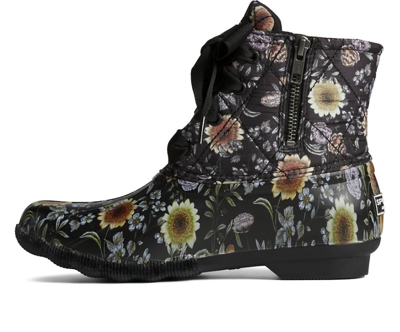 Botas Sperry Saltwater Floral Negras | SNEDCT364