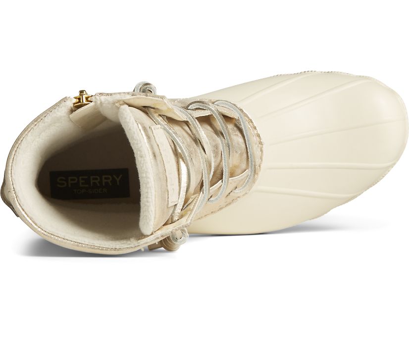 Botas Sperry Saltwater Metallic Cuero Blancas | WCLGRP710