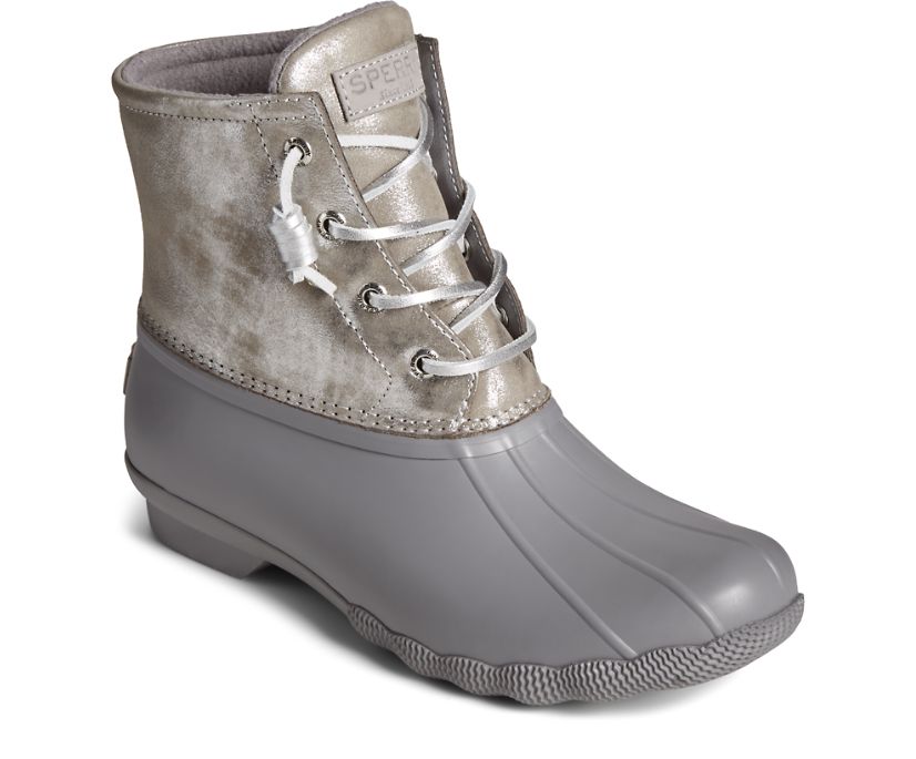 Botas Sperry Saltwater Metallic Cuero Plateadas | RNUSJO864