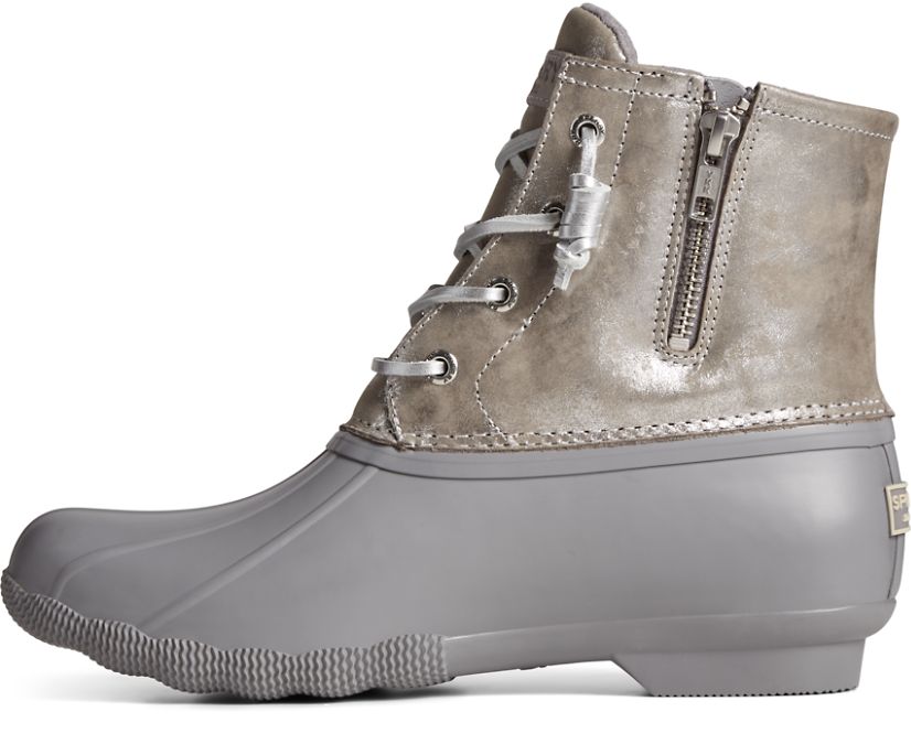 Botas Sperry Saltwater Metallic Cuero Plateadas | RNUSJO864