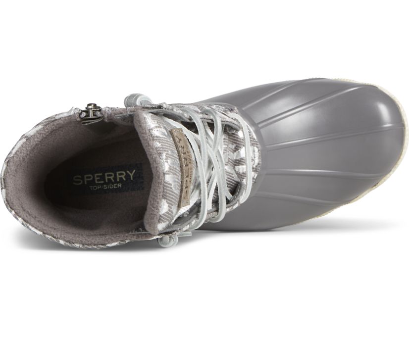 Botas Sperry Saltwater Metallic Jacquard Plateadas | EBLRMH432