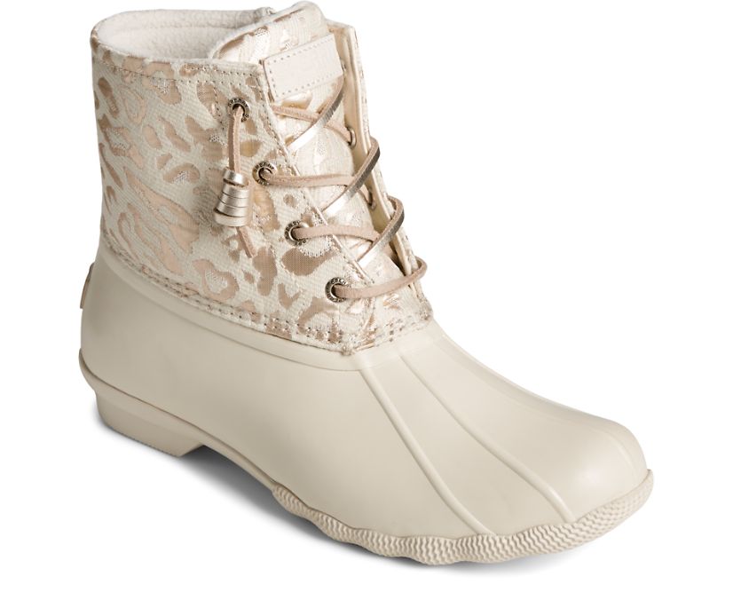 Botas Sperry Saltwater Metallic Jacquard Blancas | QDSMWB875