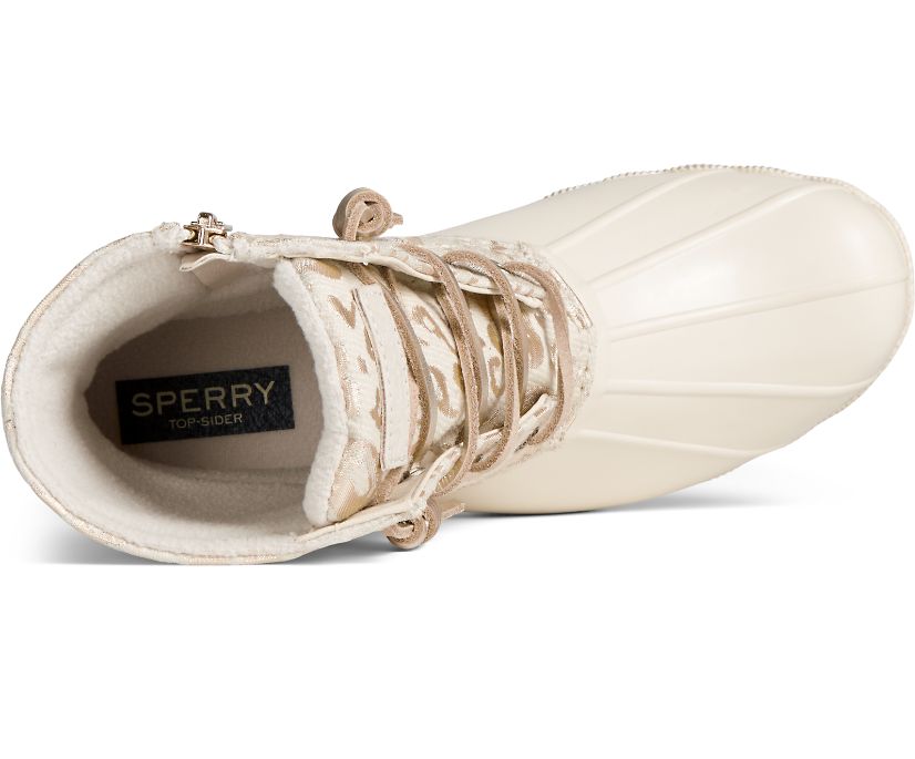 Botas Sperry Saltwater Metallic Jacquard Blancas | QDSMWB875