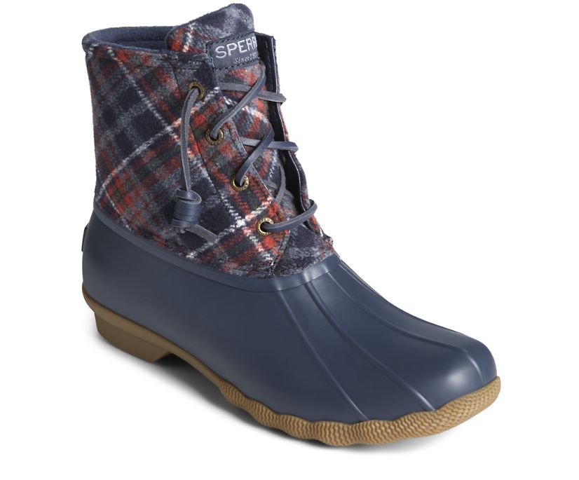 Botas Sperry Saltwater Plaid Lana Azul Marino | XRDAQM276