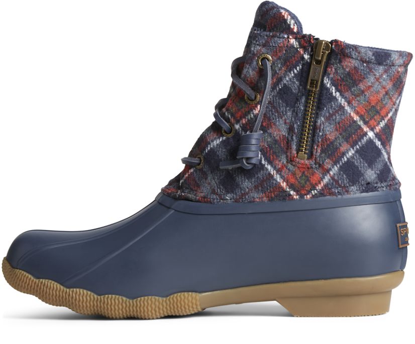 Botas Sperry Saltwater Plaid Lana Azul Marino | XRDAQM276