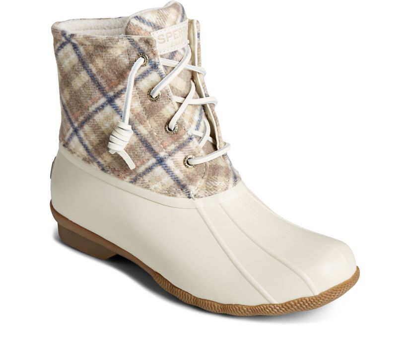 Botas Sperry Saltwater Plaid Lana Blancas | CNAPDR623