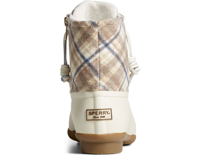 Botas Sperry Saltwater Plaid Lana Blancas | CNAPDR623