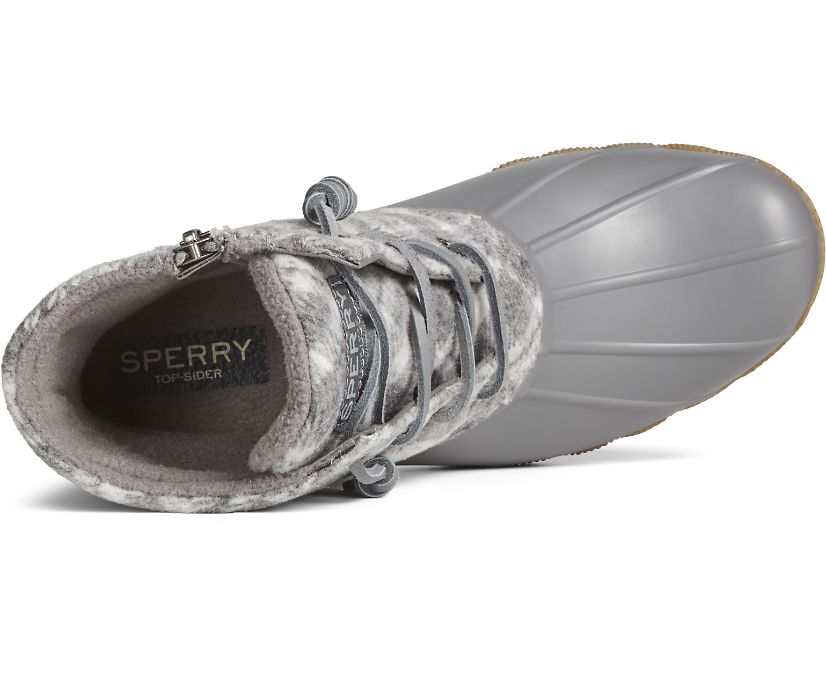 Botas Sperry Saltwater Plaid Lana Gris | CGDYXO369