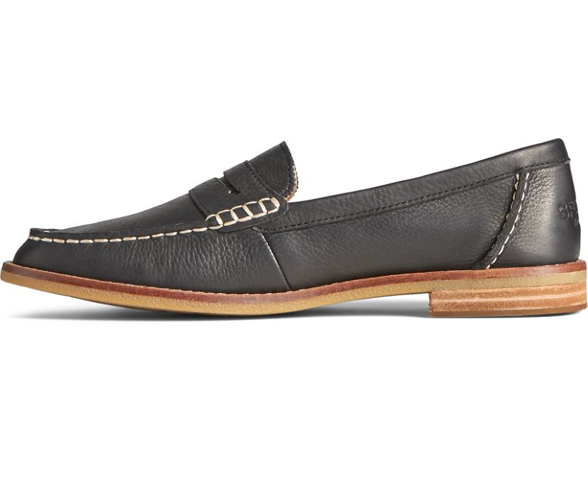 Loafers Sperry Seaport Penny Cuero Negras | HVRFSX504