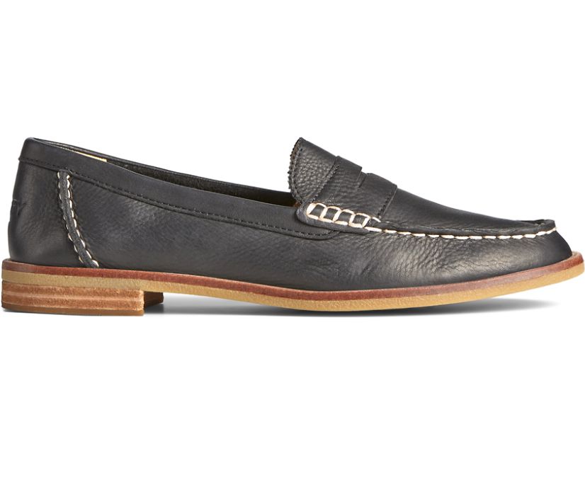 Loafers Sperry Seaport Penny Cuero Negras | HVRFSX504