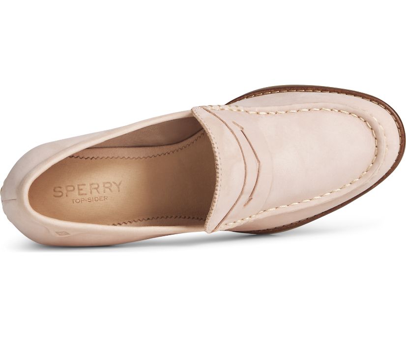 Loafers Sperry Seaport Penny Heel Cuero Rosas | UQGEKX210