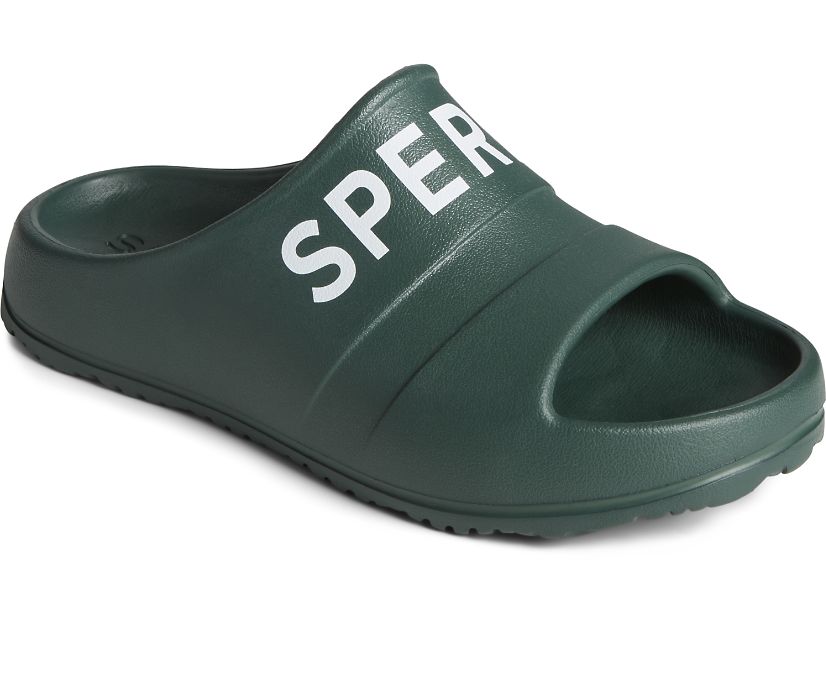 Sandalias Sperry Float Slide Logo Verde | DWOKVU421