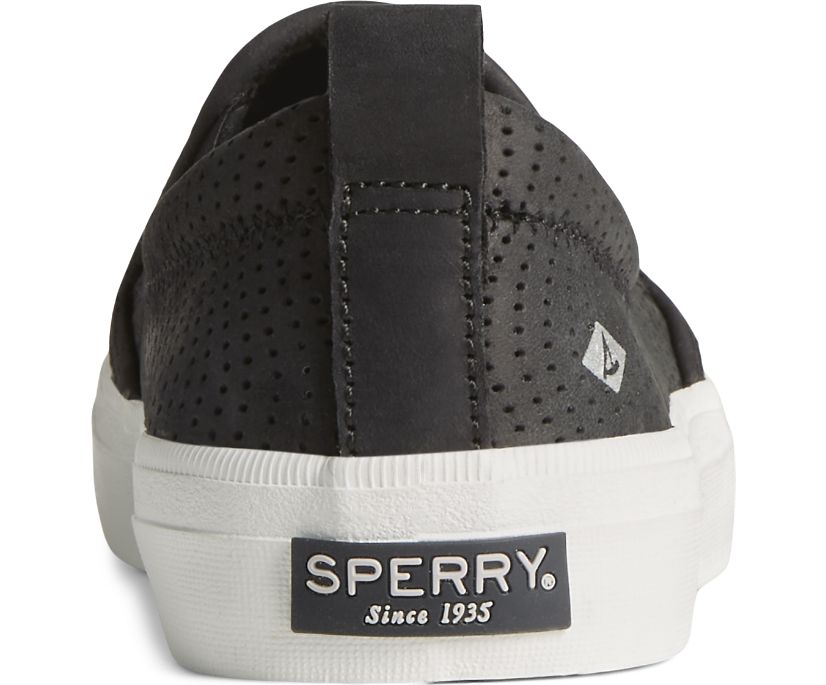 Zapatillas Sperry Crest Twin Gore Cuero Wave Perforated Negras | IDHAVZ857