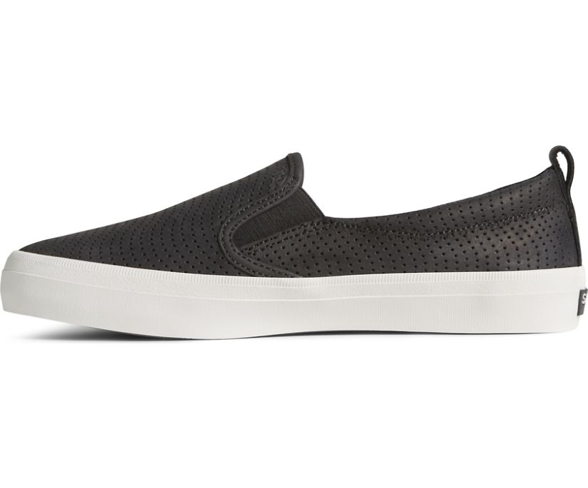 Zapatillas Sperry Crest Twin Gore Cuero Wave Perforated Negras | IDHAVZ857