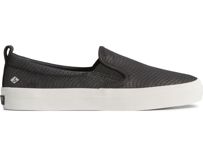 Zapatillas Sperry Crest Twin Gore Cuero Wave Perforated Negras | IDHAVZ857