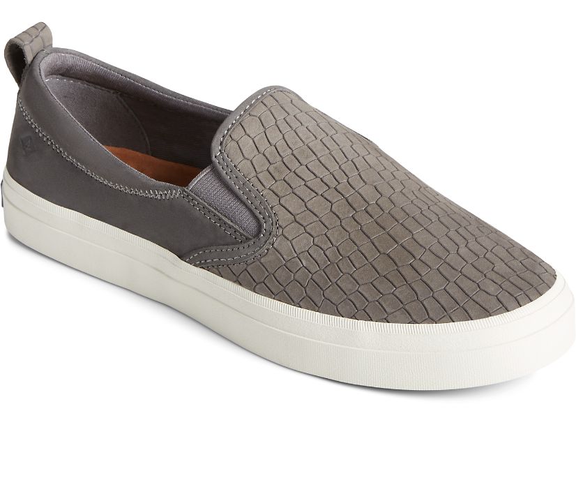 Zapatillas Sperry Crest Twin Gore PLUSHWAVE Snake Cuero Slip On Gris | VLOCUD024