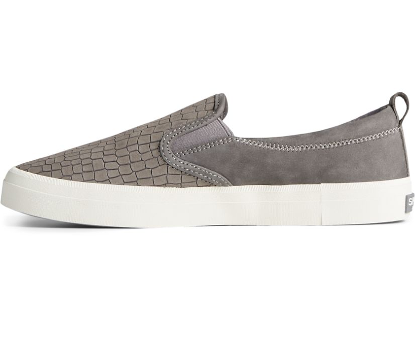 Zapatillas Sperry Crest Twin Gore PLUSHWAVE Snake Cuero Slip On Gris | VLOCUD024