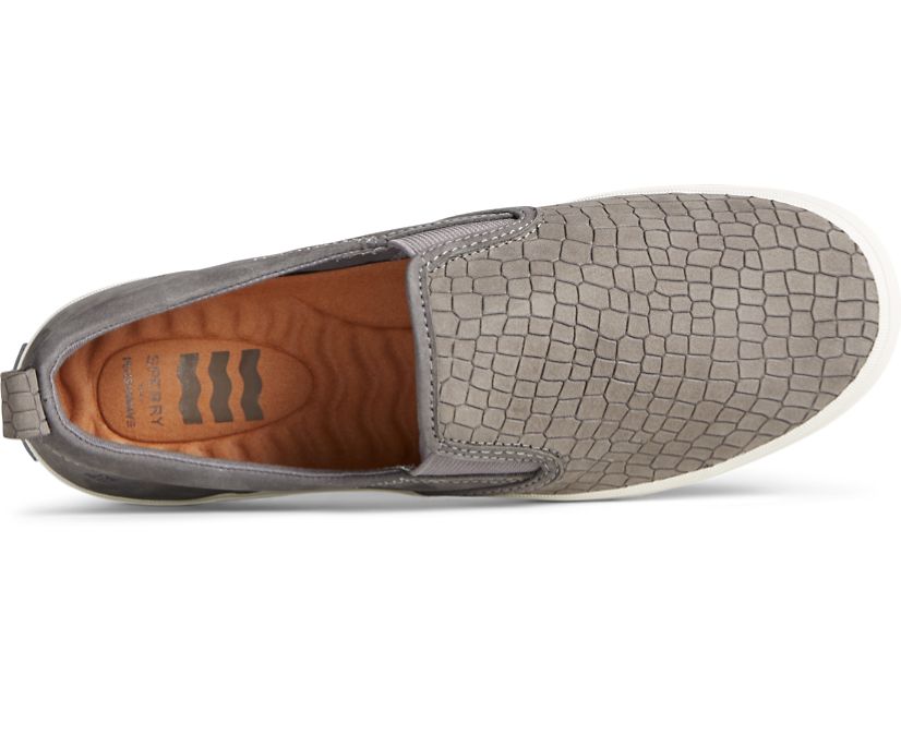 Zapatillas Sperry Crest Twin Gore PLUSHWAVE Snake Cuero Slip On Gris | VLOCUD024