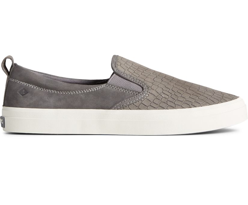 Zapatillas Sperry Crest Twin Gore PLUSHWAVE Snake Cuero Slip On Gris | VLOCUD024