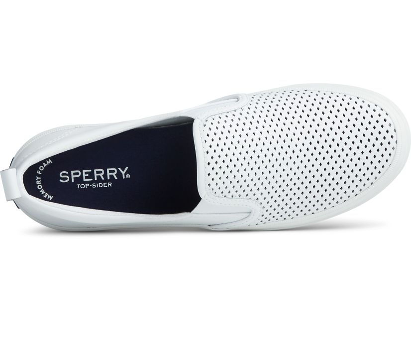 Zapatillas Sperry Crest Twin Gore Perforated Slip On Blancas | GKVBSY263