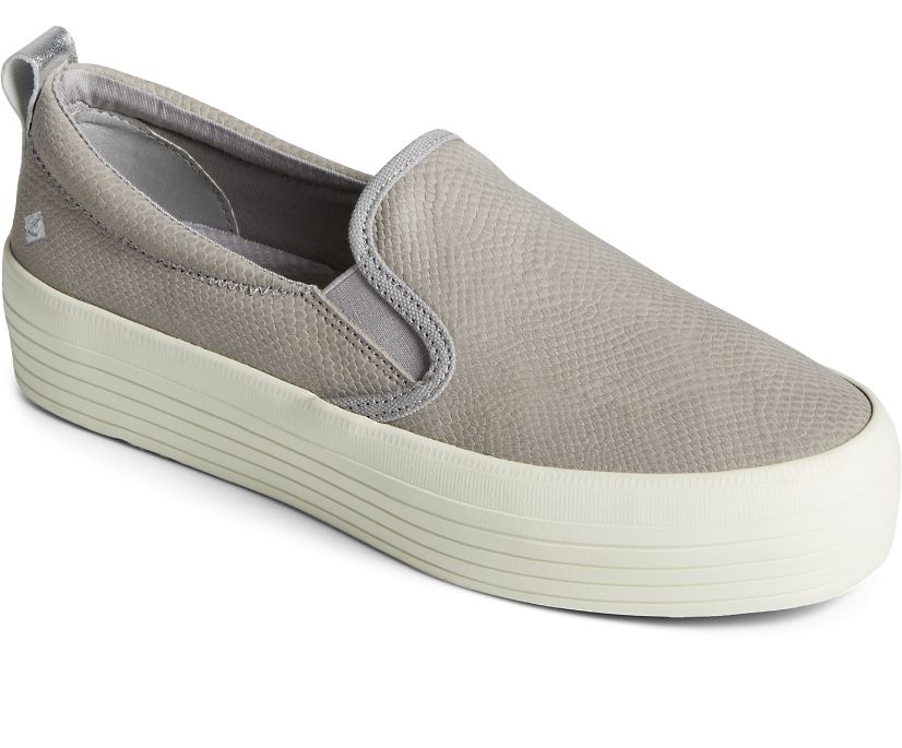 Zapatillas Sperry Crest Twin Gore Platform Snake Cuero Gris | HEZUCQ920