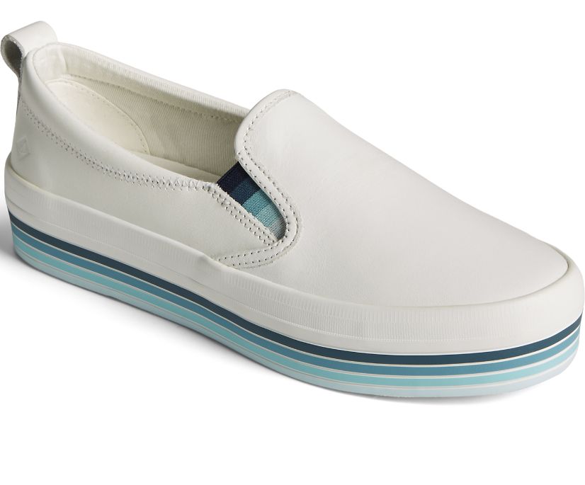 Zapatillas Sperry Crest Twin Gore Platform Stripe Slip On Blancas | KLBWST584