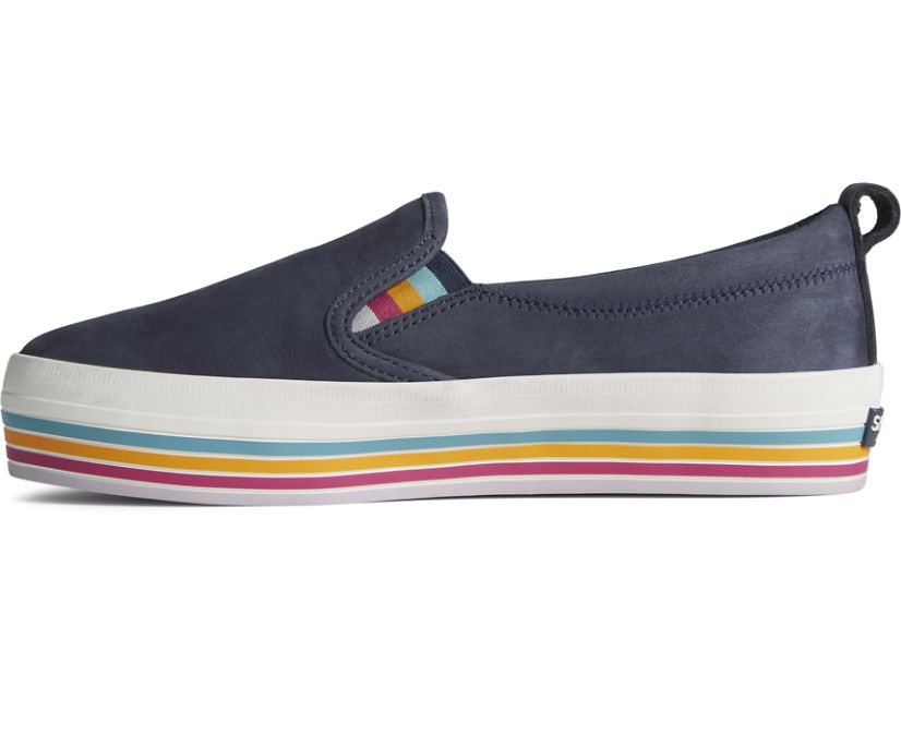 Zapatillas Sperry Crest Twin Gore Platform Stripe Slip On Azul Marino | YMILHB791