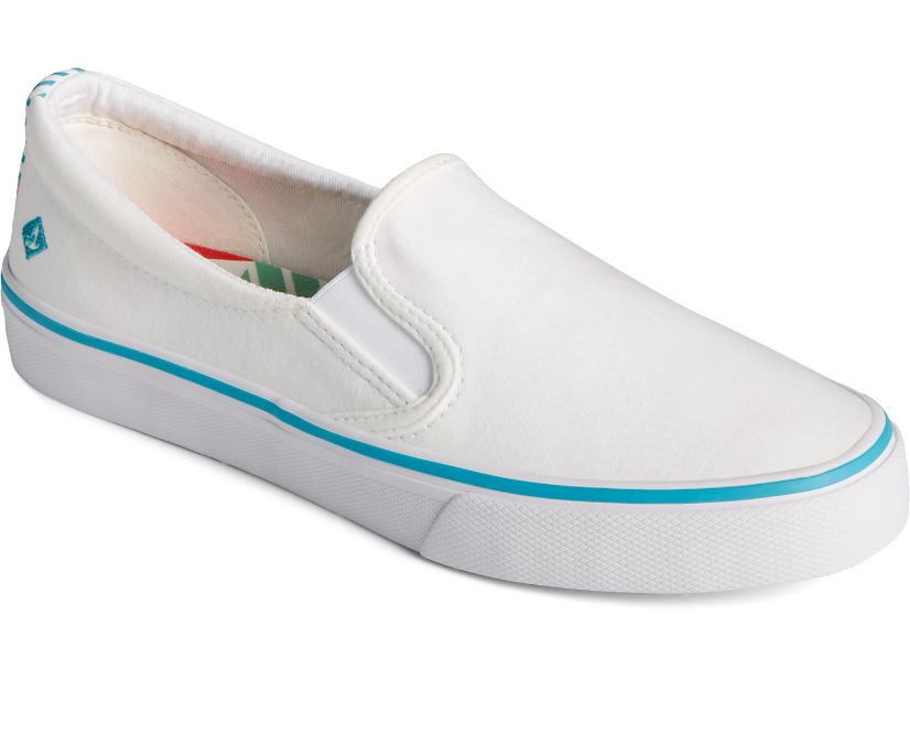 Zapatillas Sperry Crest Twin Gore Twisted Textile Slip On Blancas | VLWMJX214