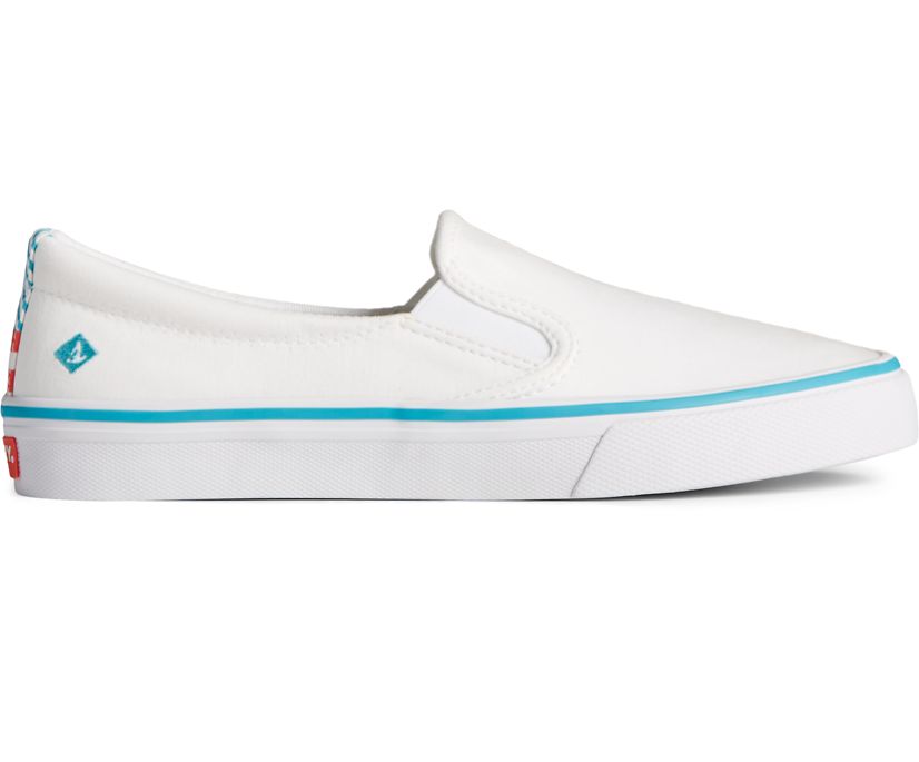 Zapatillas Sperry Crest Twin Gore Twisted Textile Slip On Blancas | VLWMJX214