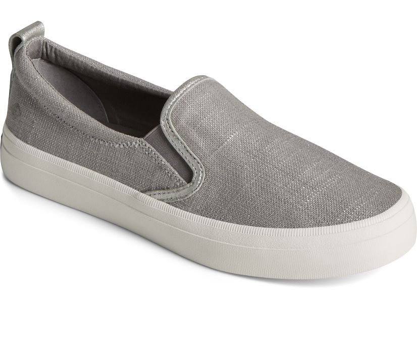 Zapatillas Sperry Crest Twin Sparkle Gore Cross Linen Gris | VUGYFQ847