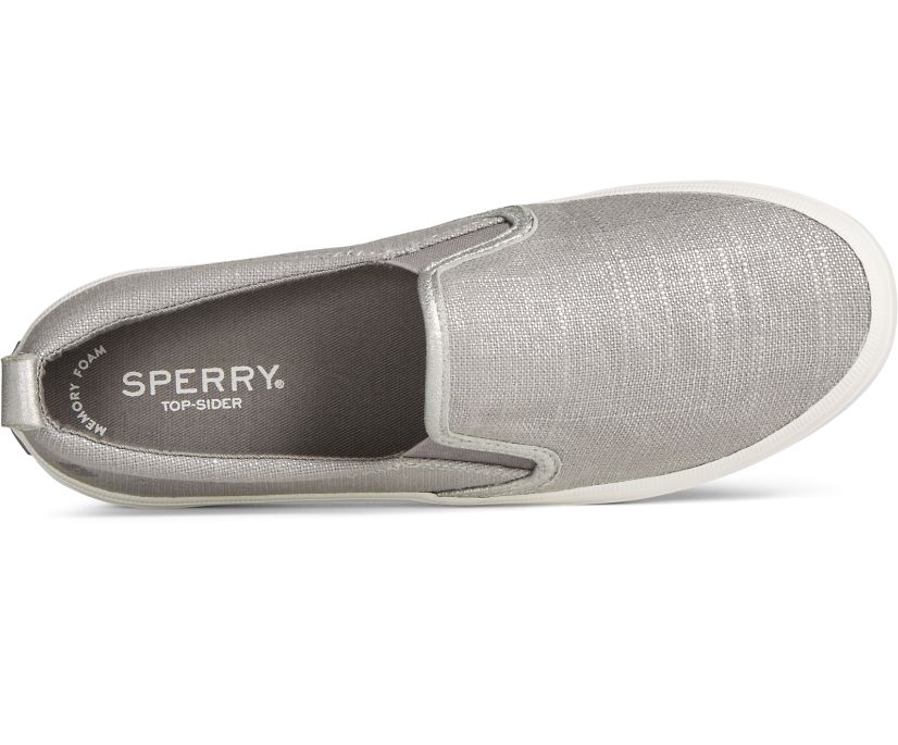 Zapatillas Sperry Crest Twin Sparkle Gore Cross Linen Gris | VUGYFQ847