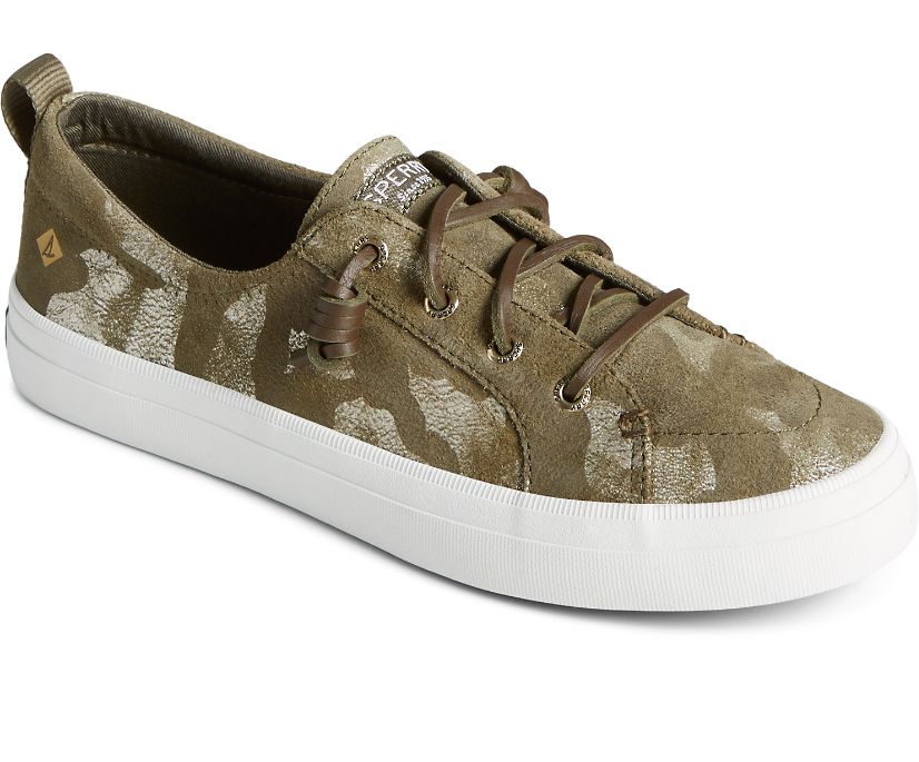 Zapatillas Sperry Crest Vibe Camo Metallic Cuero Verde Oliva | DBQWNG842