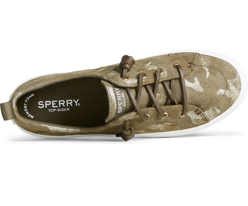 Zapatillas Sperry Crest Vibe Camo Metallic Cuero Verde Oliva | DBQWNG842