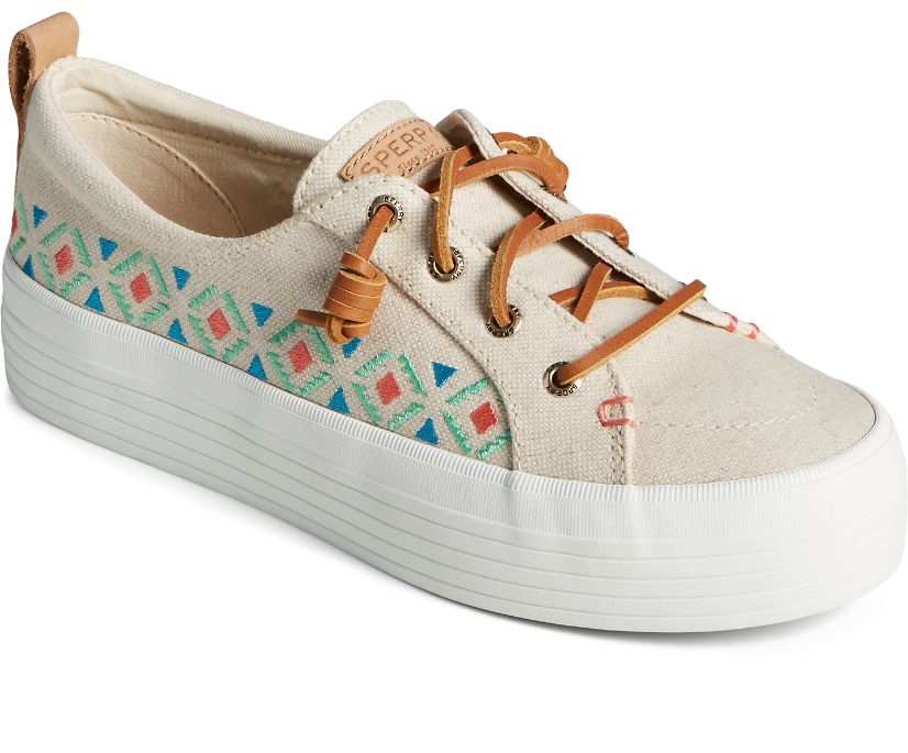 Zapatillas Sperry Crest Vibe Platform Embroidered Marrones | VBXNPL214