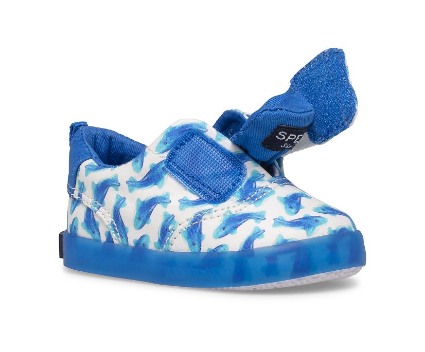 Zapatillas Sperry Spinnaker Crib Junior Washable Blancas Azules | CBFOEZ567