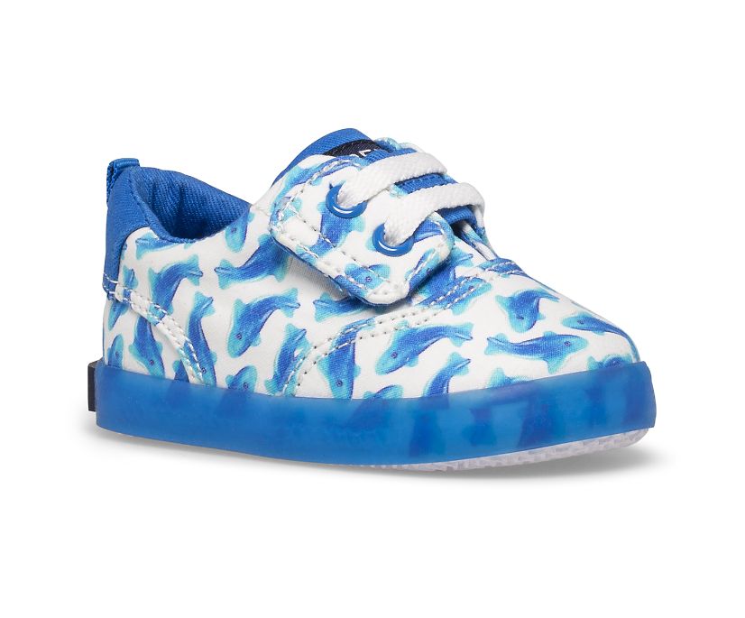 Zapatillas Sperry Spinnaker Crib Junior Washable Blancas Azules | CBFOEZ567