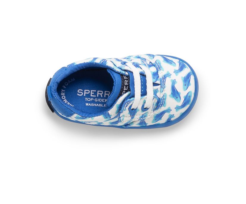 Zapatillas Sperry Spinnaker Crib Junior Washable Blancas Azules | CBFOEZ567