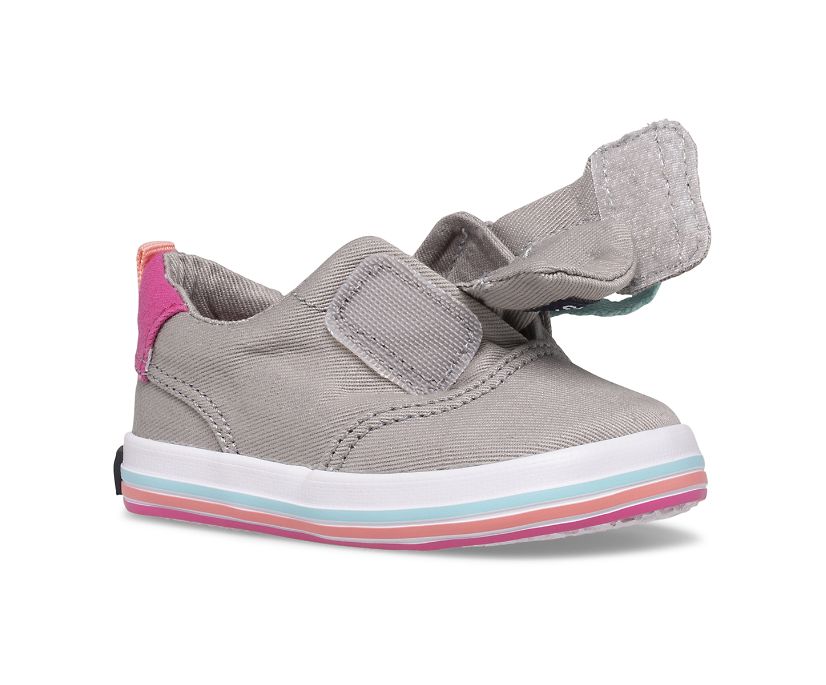 Zapatillas Sperry Spinnaker Crib Junior Washable Gris Rayadas | UMLWCE186