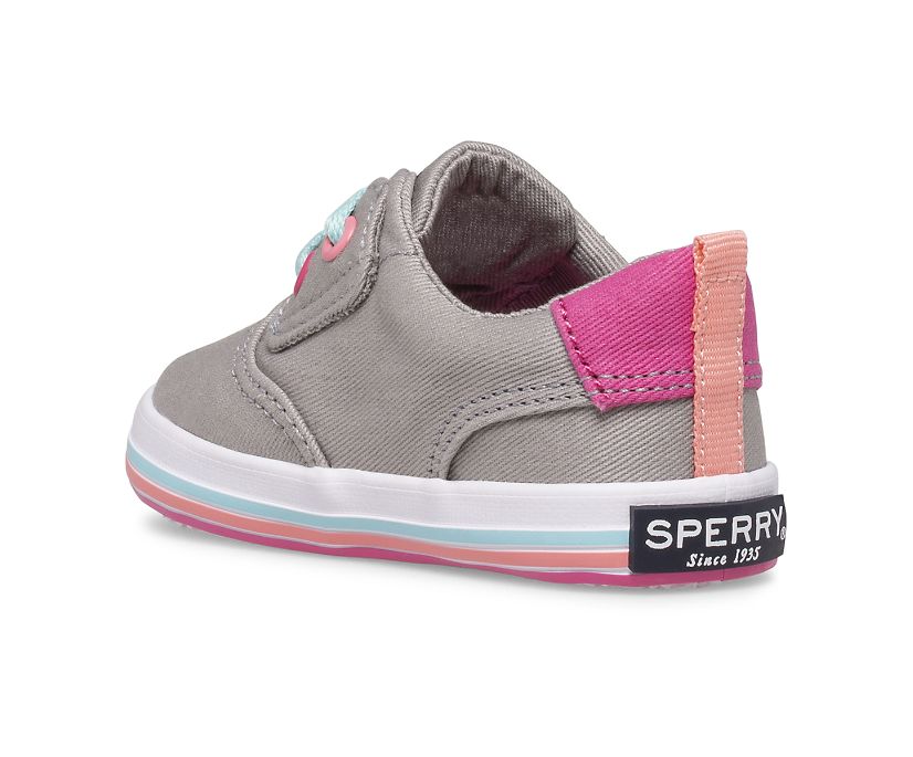 Zapatillas Sperry Spinnaker Crib Junior Washable Gris Rayadas | UMLWCE186