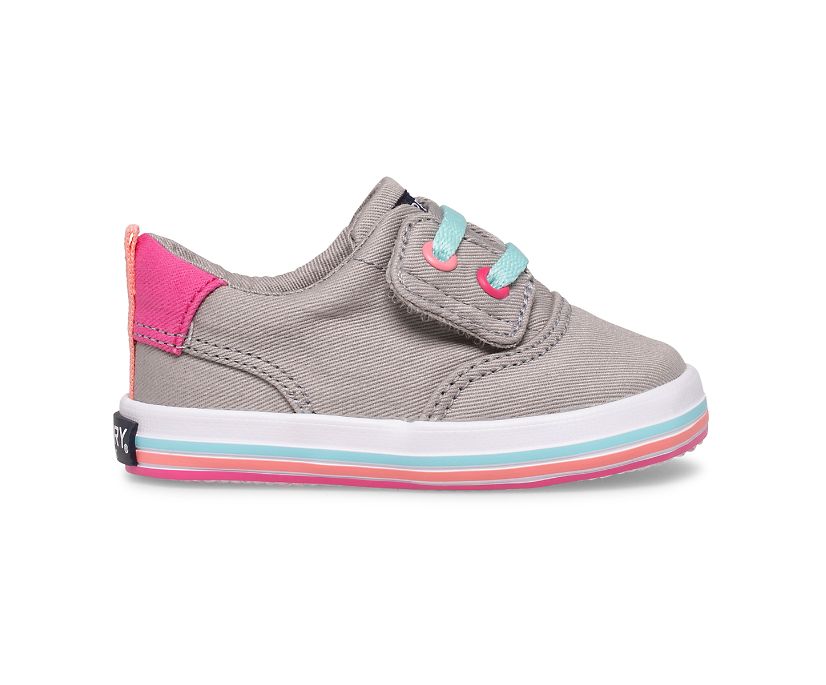 Zapatillas Sperry Spinnaker Crib Junior Washable Gris Rayadas | UMLWCE186