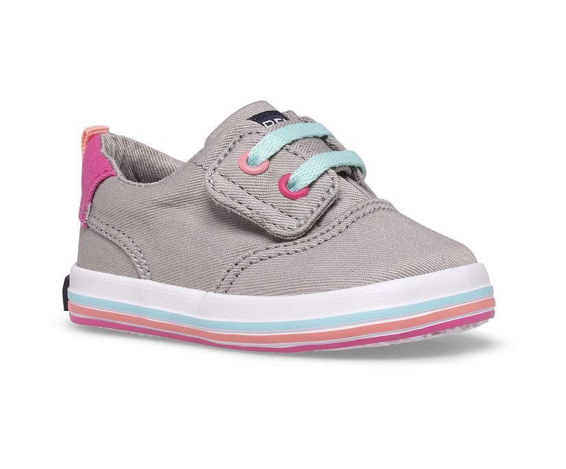 Zapatillas Sperry Spinnaker Crib Junior Washable Gris Rayadas | YGXUJT734