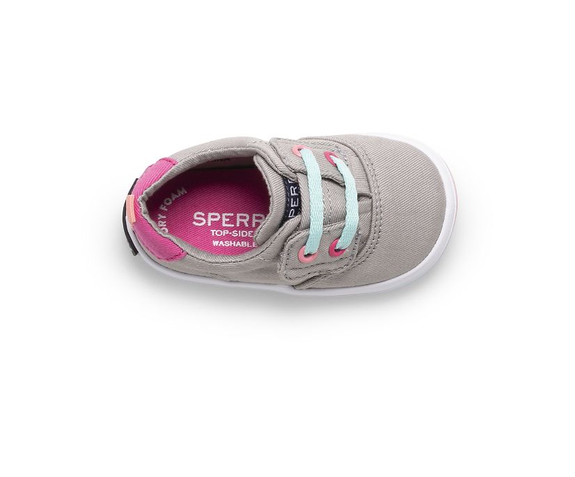 Zapatillas Sperry Spinnaker Crib Junior Washable Gris Rayadas | YGXUJT734