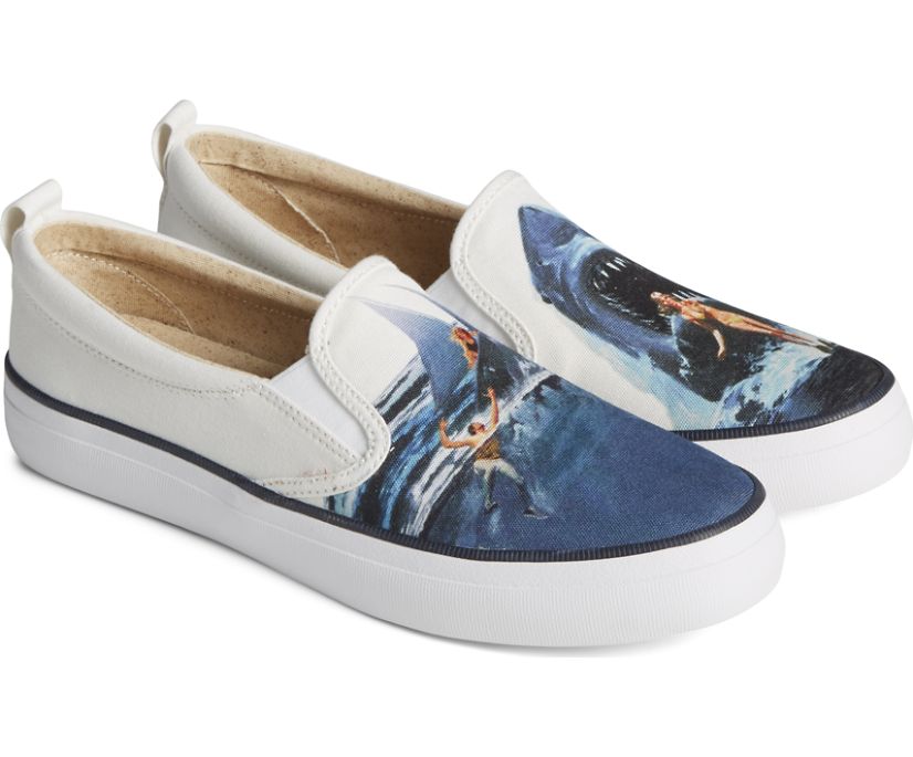 Zapatillas Sperry x JAWS Crest Twin Gore Poster Slip On Blancas | NZUJFI792