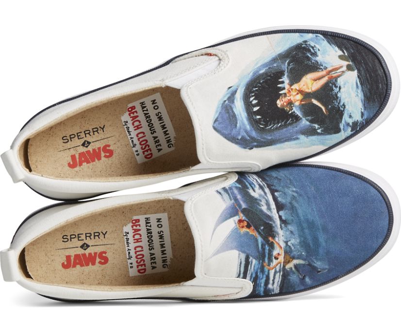 Zapatillas Sperry x JAWS Crest Twin Gore Poster Slip On Blancas | NZUJFI792